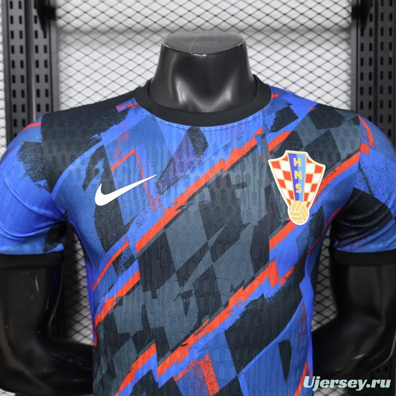 Player Version 2026 Croatia Third Special Edition Blue with Abstract Geometric Brushstroke Pattern Jersey