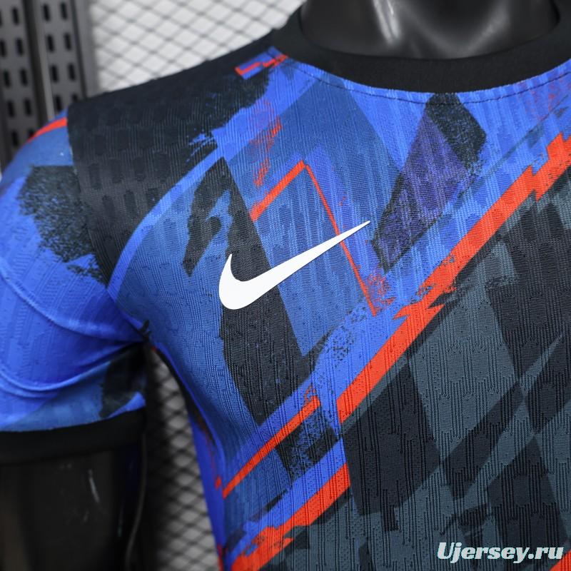 Player Version 2026 Croatia Third Special Edition Blue with Abstract Geometric Brushstroke Pattern Jersey