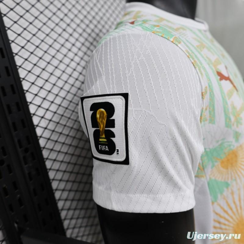 Player Version 2026 Ivory Coast Away White with Tropical Sunflower  Print Jersey