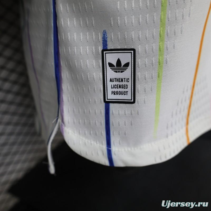 Player Version 2026 Japan Special Edition White with Rainbow  Pinstripe Long Sleeve Jersey