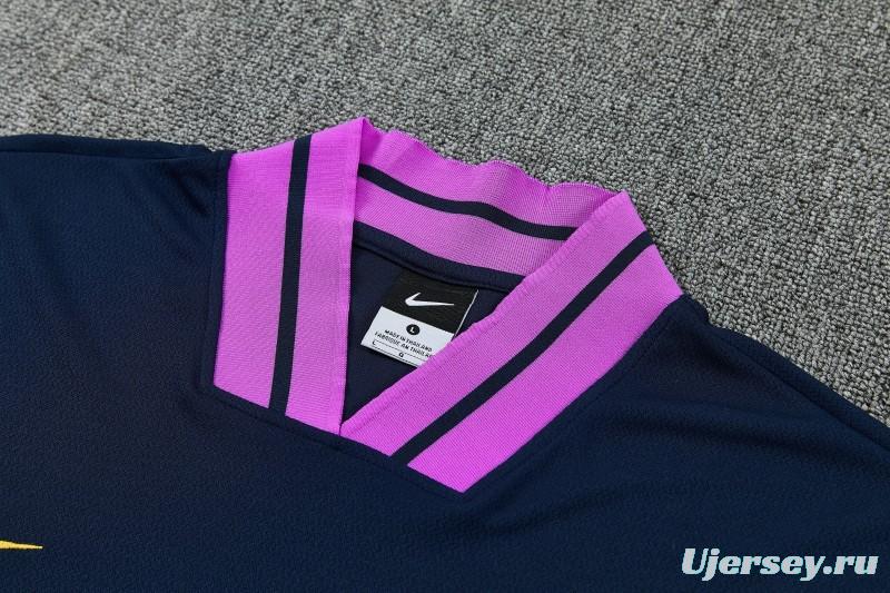 26/27 FC Barcelona Navy Blue with Purple  Short Sleeve Tracksuit + Long Pants