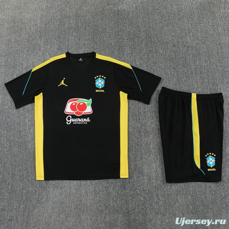 2026 Brazil Black Short Sleeve + Soccer Shorts