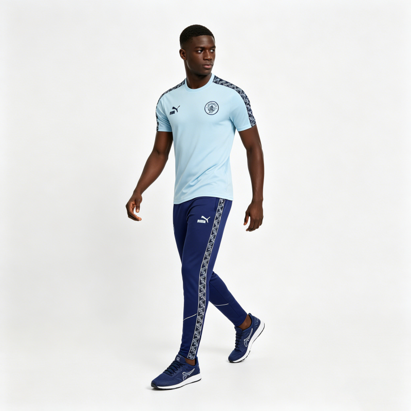 26/27 Manchester City Sky Blue Short Sleeve Tracksuit  + Long Pants (Puma King / Home)