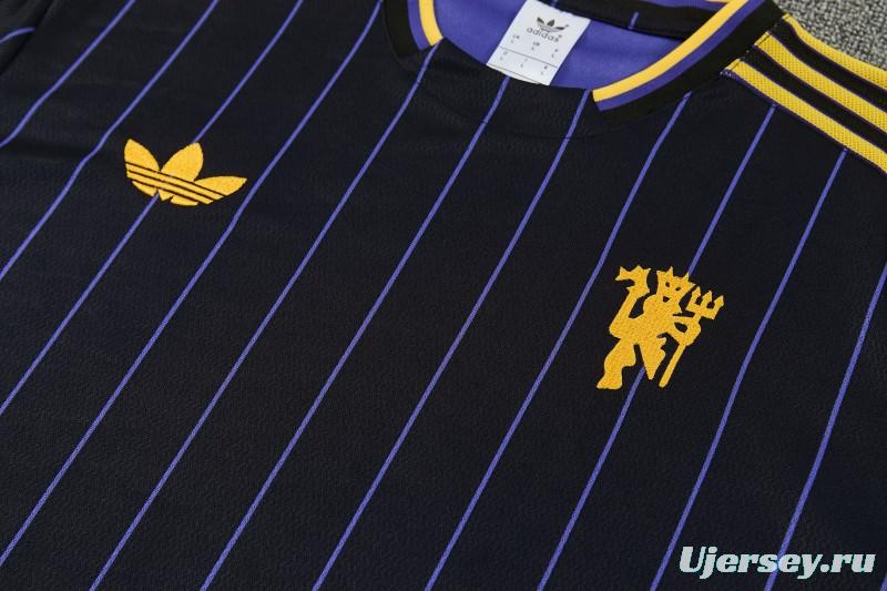 26/27 Manchester United Black Short Sleeve Tracksuit + Long Pants
