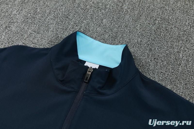 2026 Barcelona Navy Blue  Full Zipper Jacket Tracksuit + Long Pants