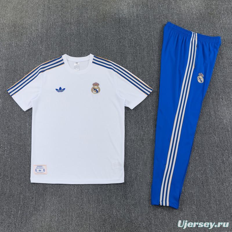 26/27 Real Madrid White Short Sleeve Tracksuit + Long Pants