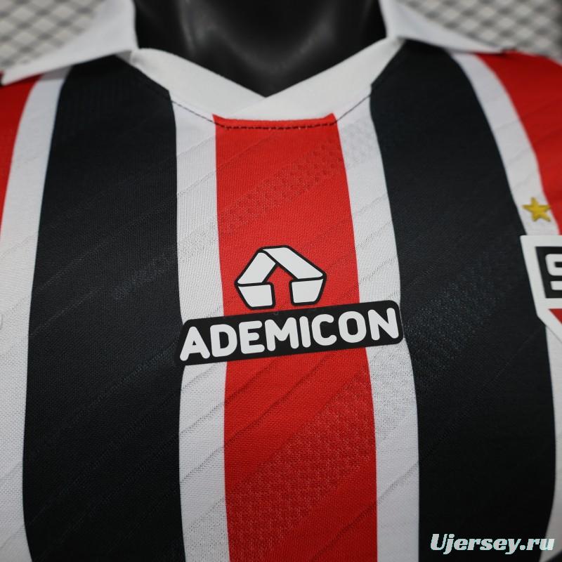 Player Version 26/27 São Paulo FC Away Red & Black Stripe  With White Collar Jersey