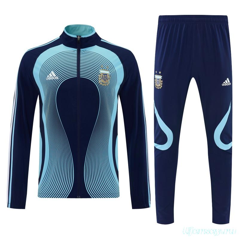 2026 Argentina Navy & Sky Blue Full Zipper Jacket Tracksuit + Long Pants