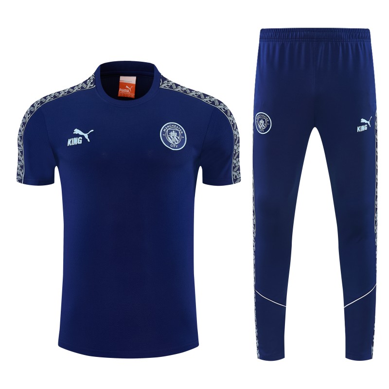 26/27 Manchester City Navy Blue  Short Sleeve Tracksuit + Long Pants
