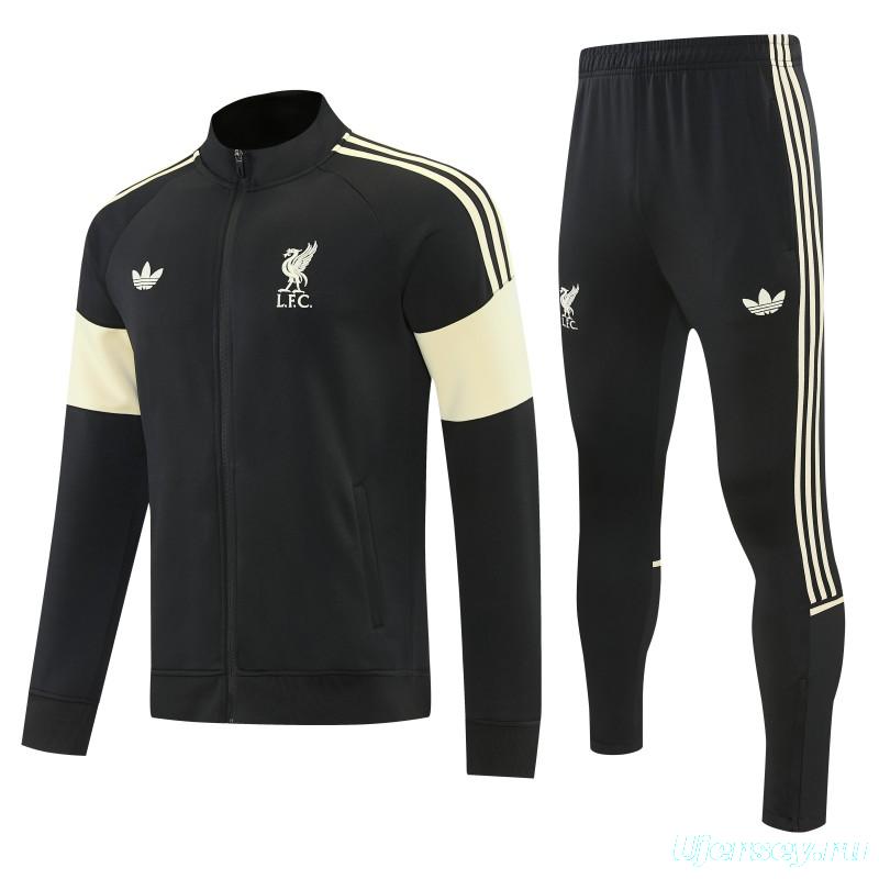 26/27 Liverpool Black & Cream Full Zipper Jacket Tracksuit + Long Pants