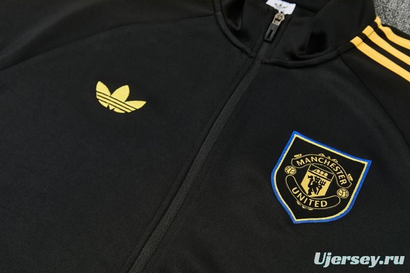 26/27 Manchester United Black & Blue Full Zipper Jacket Tracksuit + Long Pants