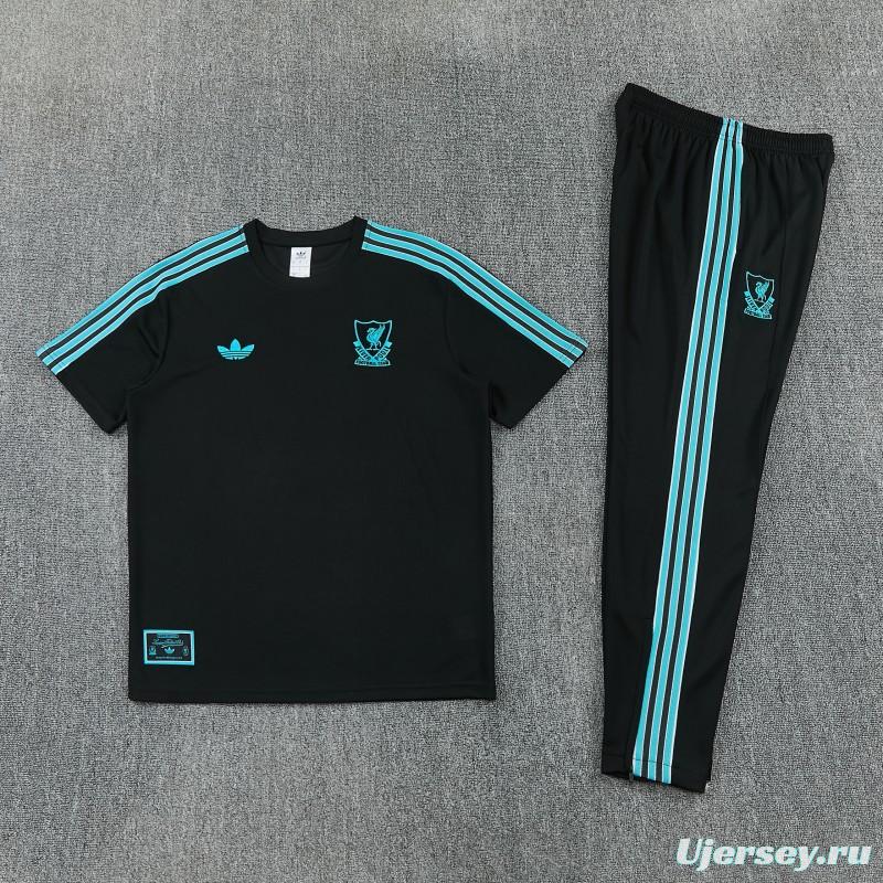 2026 Liverpool Black Short Sleeve Tracksuit + Long Pants