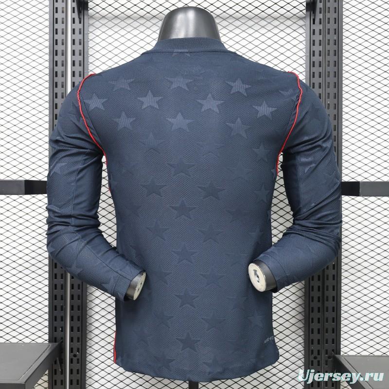 Player Version 2026 USA Navy Blue with Tonal Star  Long Sleeve Away Jersey