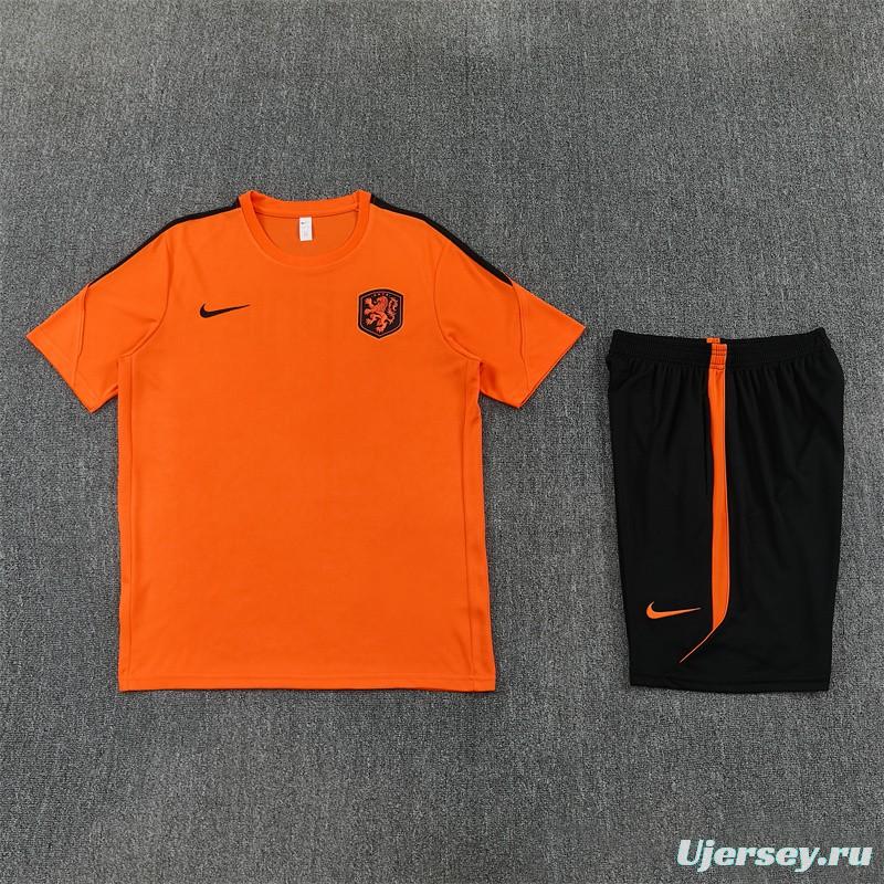 26/27 Netherlands Home Orange Short Sleeve + Soccer Shorts