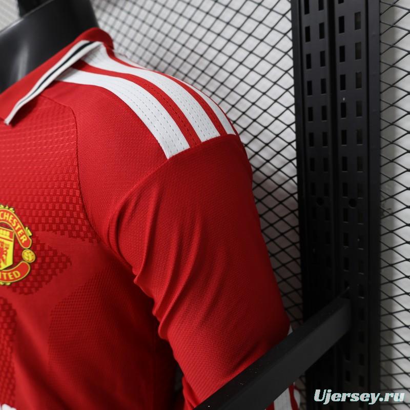 Player Version 26/27 Manchester United Red Polo Collar  Long Sleeve Jersey