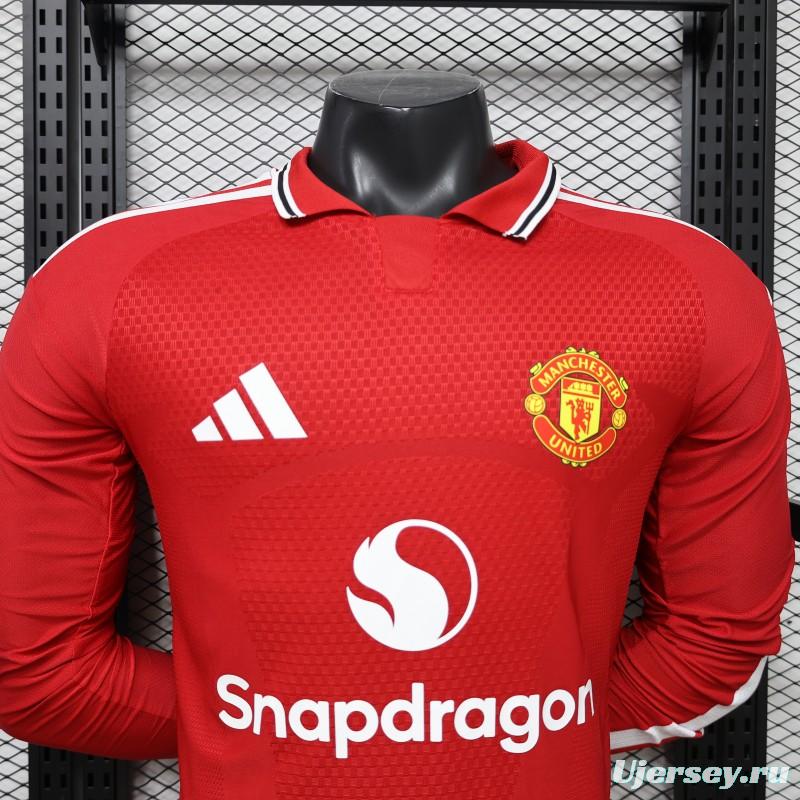 Player Version 26/27 Manchester United Red Polo Collar  Long Sleeve Jersey