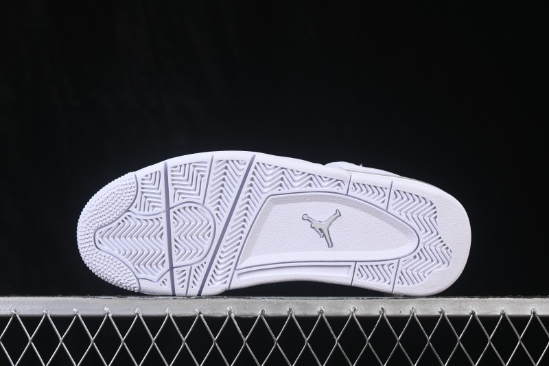 Nike Air Jordan 4 Retro PureMoney White Cat Leather Sneakers - 308497-100