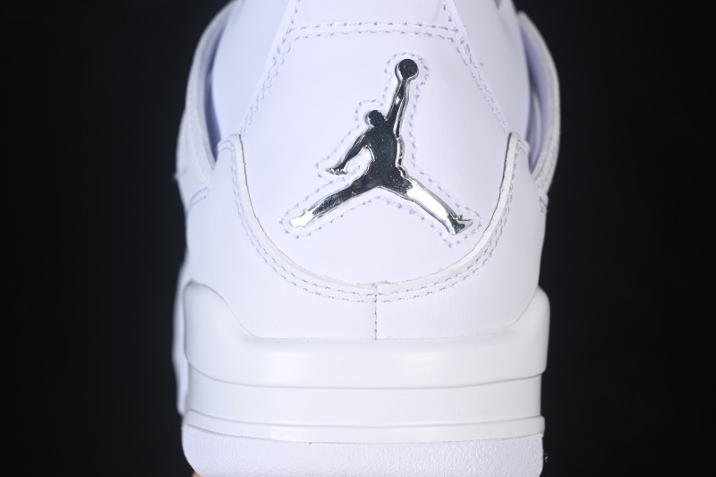 Nike Air Jordan 4 Retro PureMoney White Cat Leather Sneakers - 308497-100