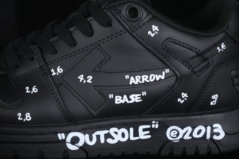 Off-White Out of Office Low-Top Skate Shoes in Black and White with Lettering - AJD4