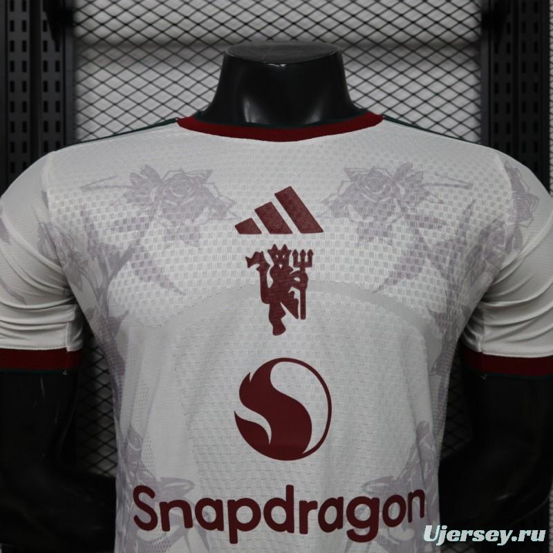 Player Version 26/27 Manchester United Away Grey White Rose   Special Edition Jersey