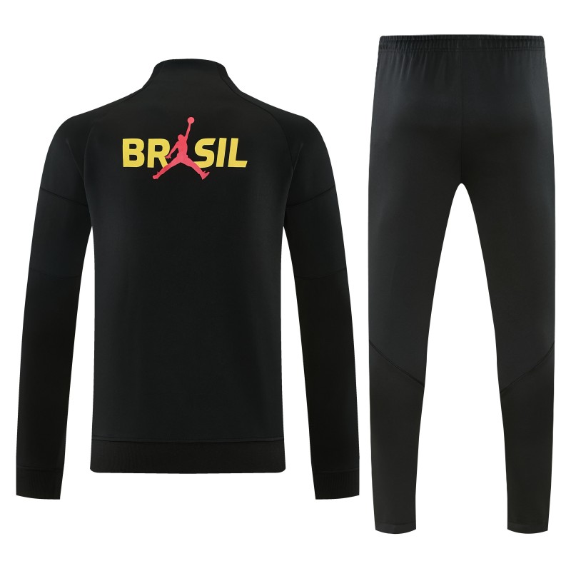 26/27 Brazil Black Full Zipper Jacket Tracksuit + Long Pants