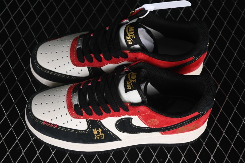 Nike Air Force 1'07 Low Year of the Horse Limited Edition Black Red Colorway Low-Top Casual Skateboarding Shoes - QW5288-131