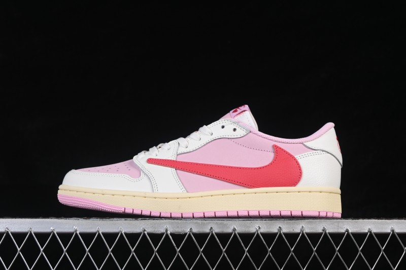 Nike Travis Scott x Air Jordan 1 Low OG Sneakers with Reverse Swoosh Design - IQ7604-101