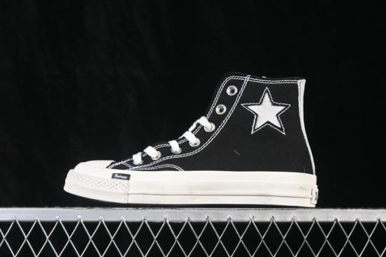 Converse Chuck 70 High-Top Canvas Sneakers with Suede Star Accent and Washed Denim Construction - A19147C