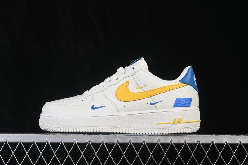 Nike Air Force 1 '07 Low Classic White Basketball Sneakers with Gold Accents and Full-Length Air Cushion - FZ1151-100