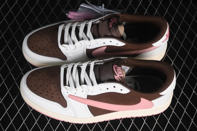 Nike Travis Scott x Air Jordan 1 Low OG Retro High-Quality Sneakers with Reverse Swoosh Design - DZ4137-206