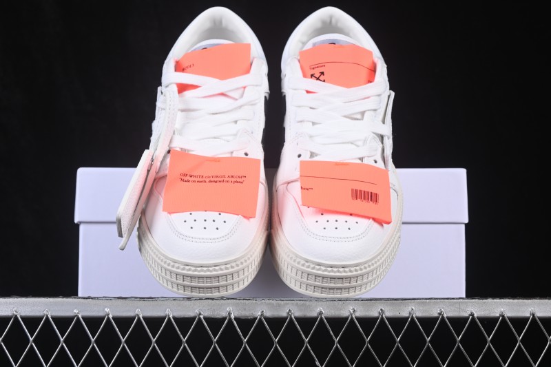 Off-White 3.0 Court Leather Low-Top Lace-Up Skateboarding Shoes White - AJD4