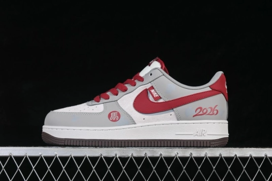 Nike Air Force 1 '07 Low Basketball Shoes with Red-Grey Contrast Design - HT5088-621