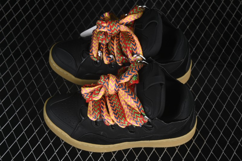 Lanvin Two-Tone Lace-Up Low-Top Casual Lifestyle Sneakers with Gum Sole - AJE5