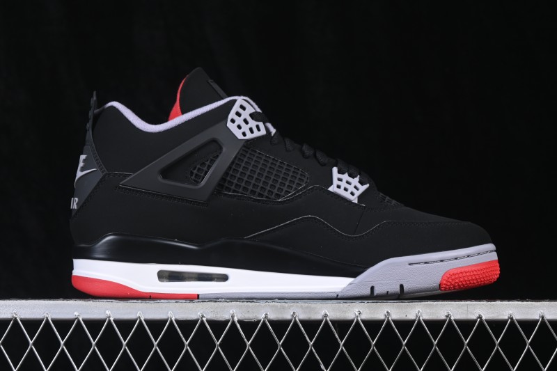 Nike Air Jordan 4 Retro "Bred" Running Shoes with Original Last and Premium Materials - IX8180-001