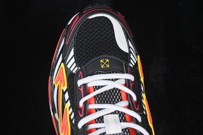 Off-White c/o Virgil Abloh Retro Running Shoes Black Silver Red - AJF6