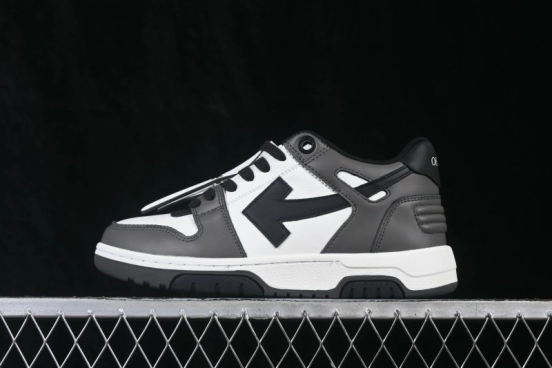 Off-White Out of Office Low-Top Fashion Skate Shoes in White Dark Grey Black - FYD4