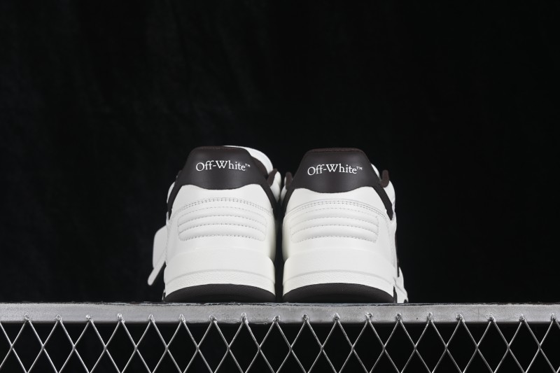 Off-White Out of Office Low-Top Fashion Skate Shoes in White and Brown - WME5
