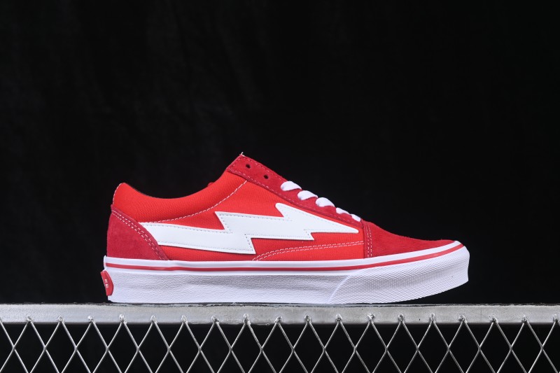 Revenge x Storm Old Skool Lightning Collaboration Low-Top Skate Shoes Red White