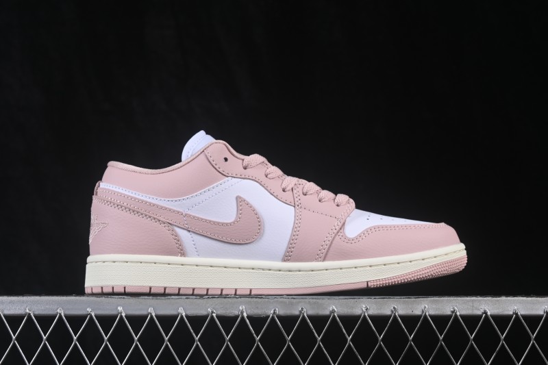 Nike Air Jordan 1 Low Retro Basketball Shoes in White and Pink for Casual Wear - DC0774-162