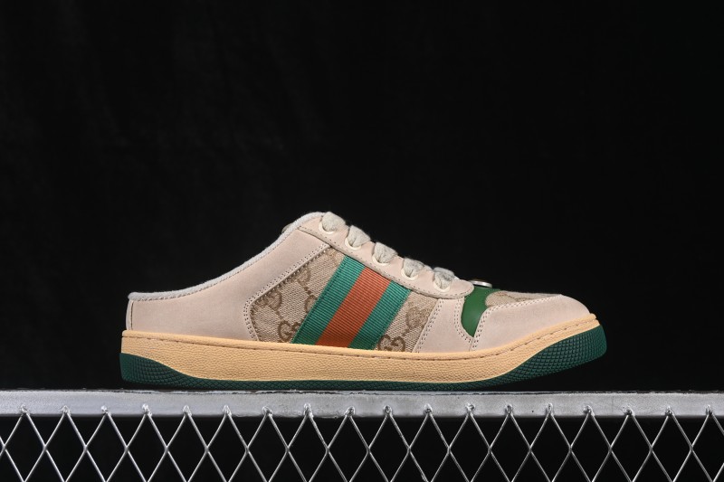 Gucci Screener Sneaker Pearl GG Pattern Flat Slipper Mule Shoes - 0YIA05380