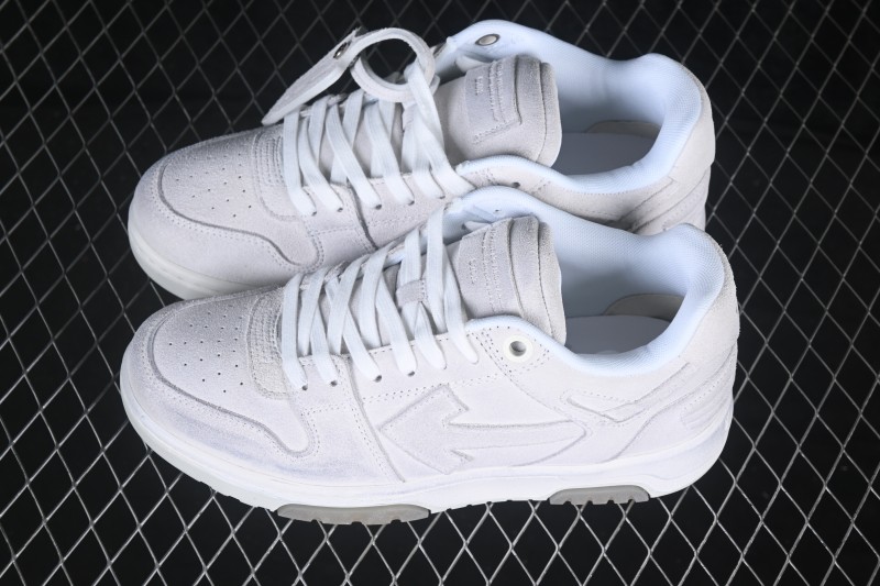 Off-White Out Of Office Low-Top Sneakers in Vintage Grey White - OMIA189S24LEA0010160