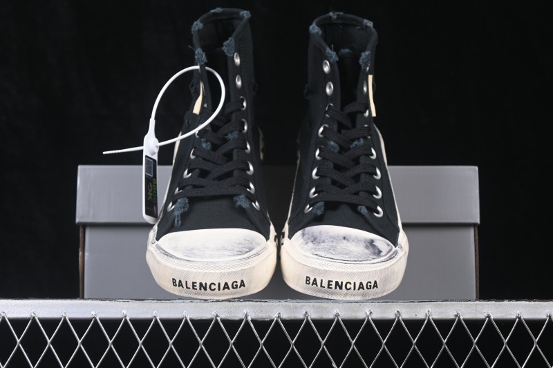 Balenciaga Paris Low Distressed High-Top Lace-Up Fashion Sneakers - W3RCL1095