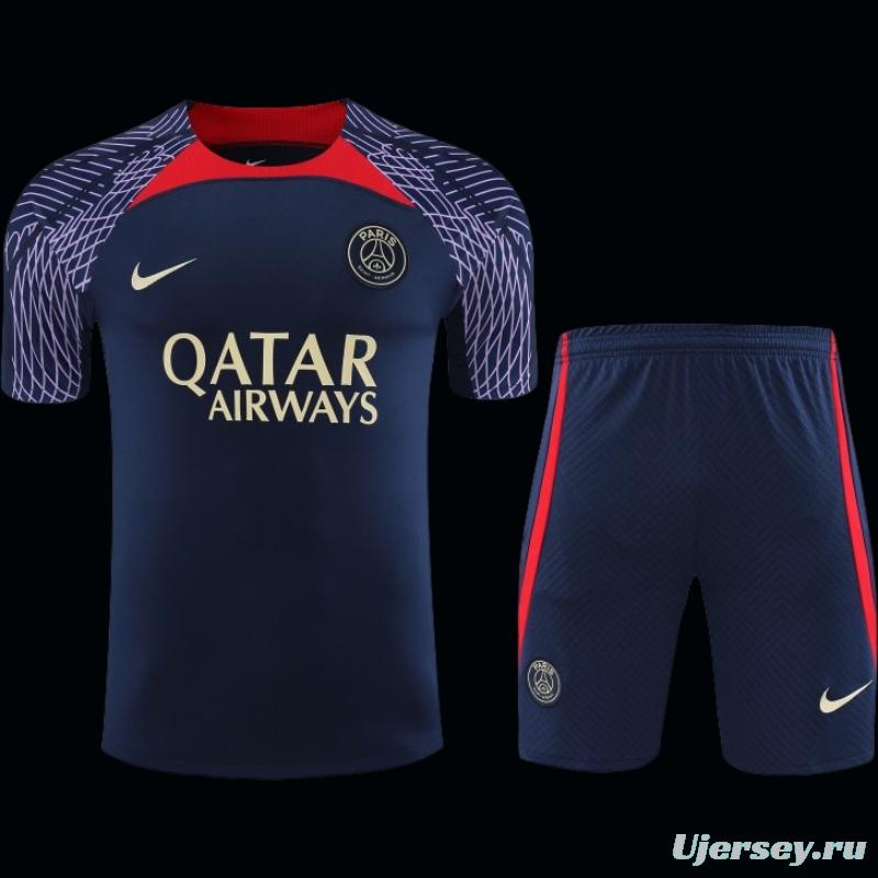 23-24 PSG Navy Short Sleeve+Shorts