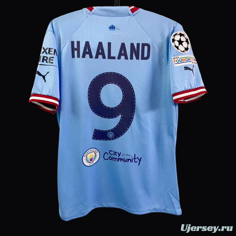 22/23 Manchester City Home Haaland Chamipion Final Jersey