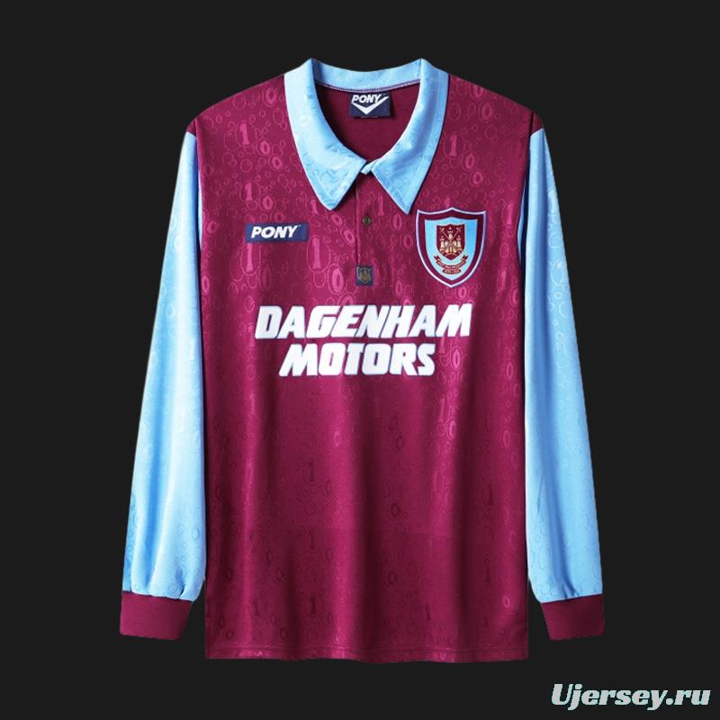 Retro 95/97 West Ham United Long Sleeve Home Jersey