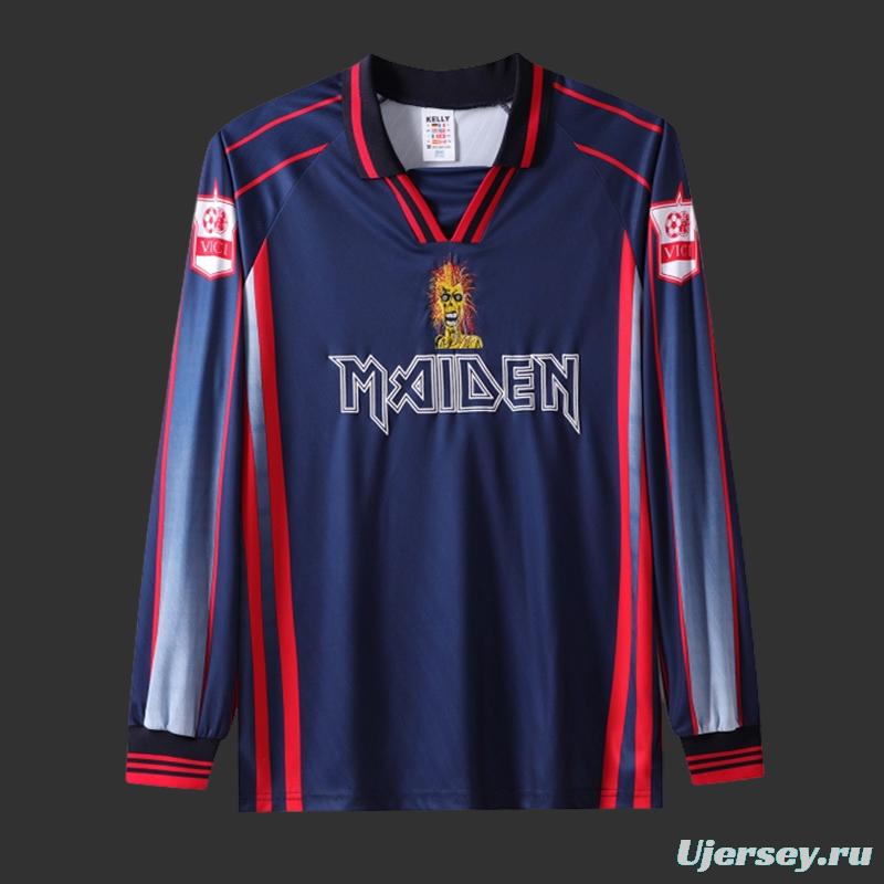 Retro 98/99 West Ham United x Iron Maiden Long Sleeve Navy Jersey