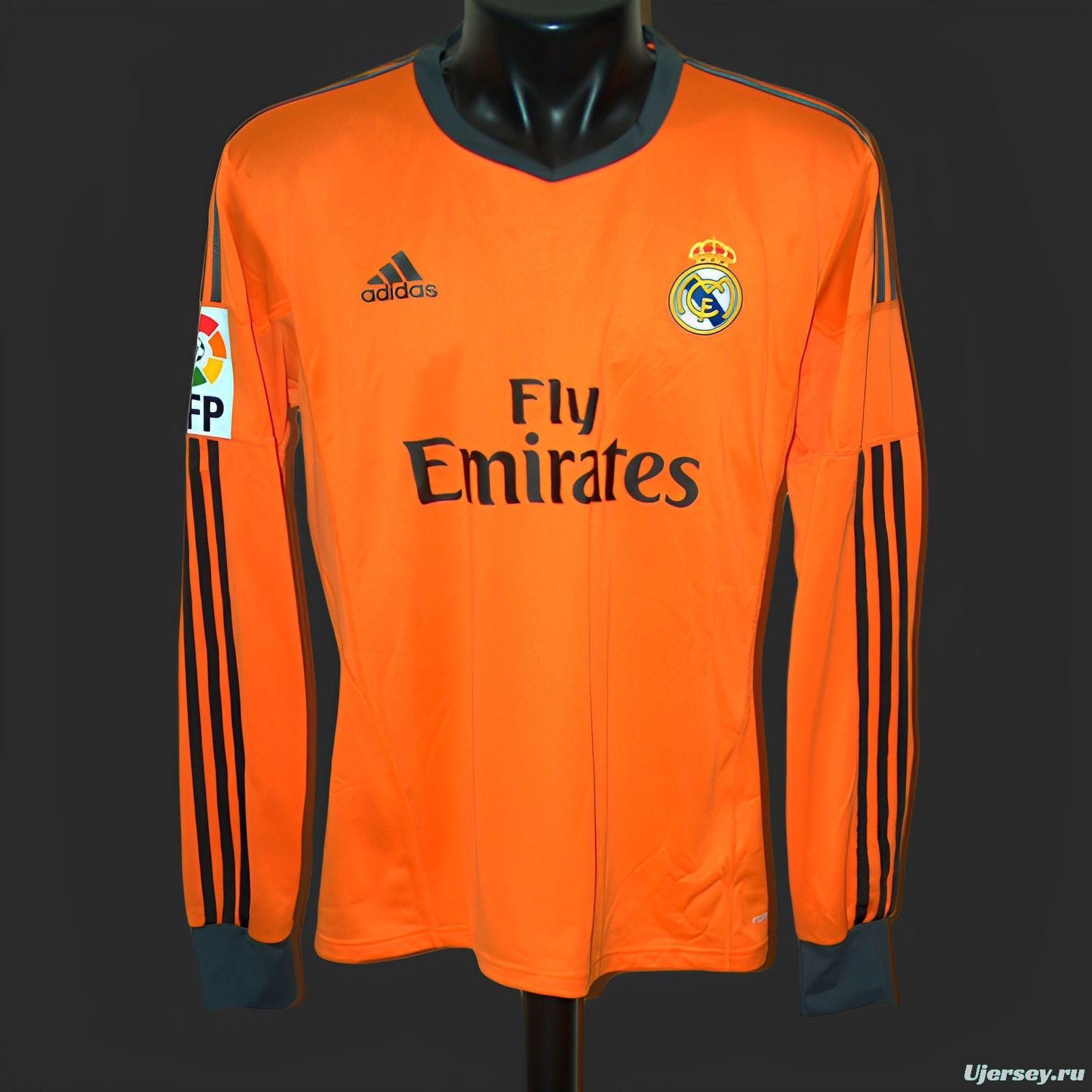 Retro 13/14 Real Madrid Third Orange Long Sleeve Jersey Worn By Ronaldo