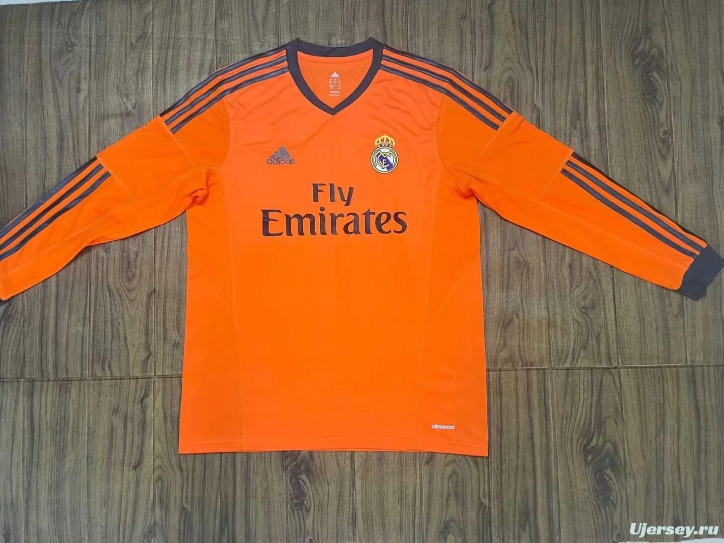 Retro 13/14 Real Madrid Third Orange Long Sleeve Jersey Worn By Ronaldo