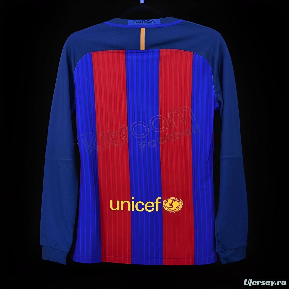 Retro 16/17 Barcelona Home Long Sleeve Jersey