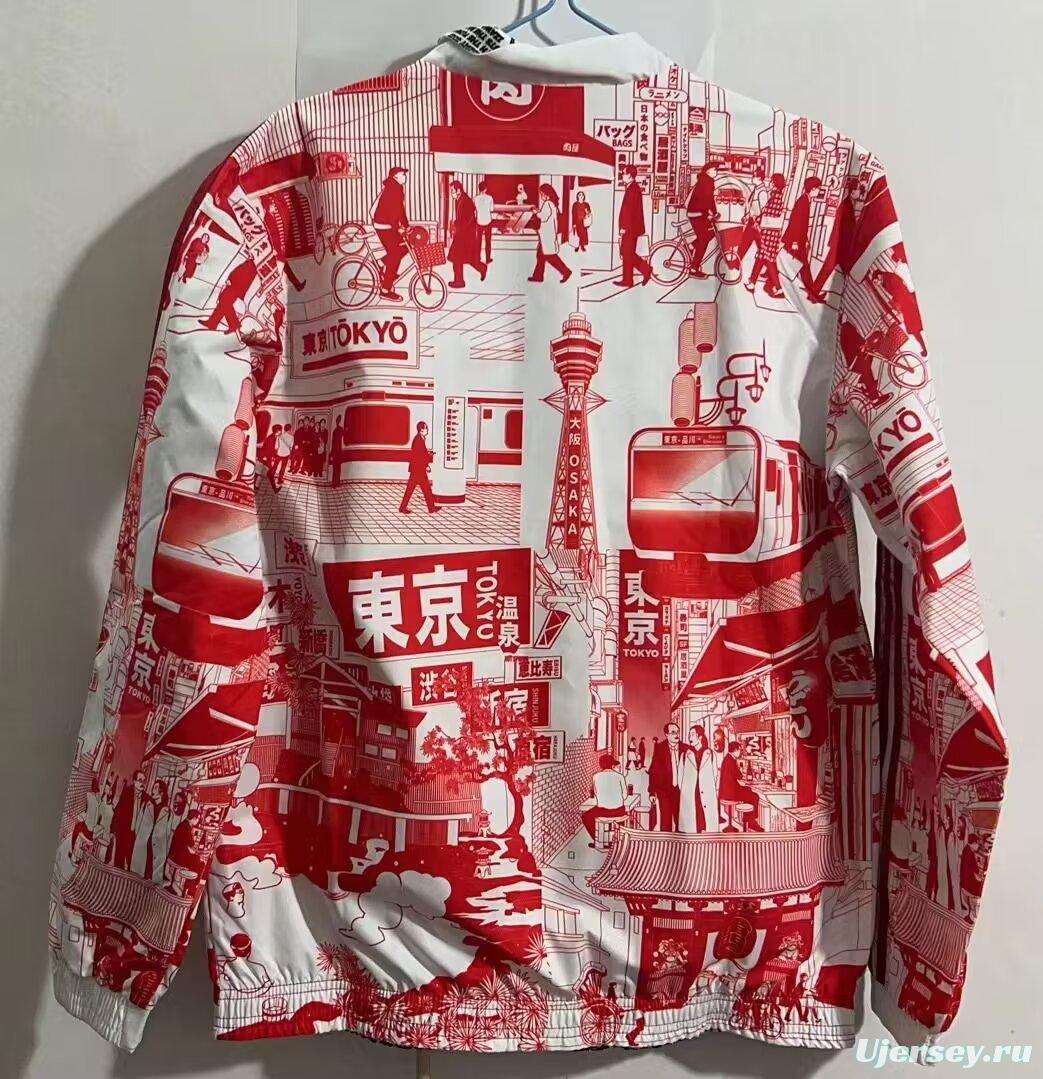 2023 Japan Captain Tsubas x Tokyo Red Reversible Reversible Full Zipper Jacket